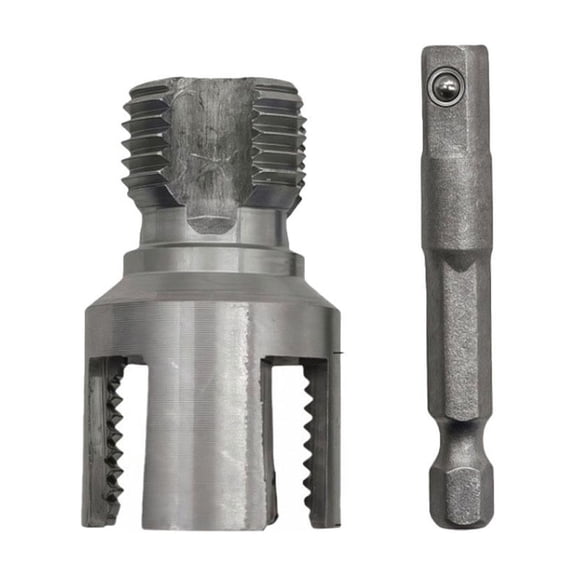 Upgraded PVC Pipe Threader Tool Set,Includes 1/2, 3/4, 1 NPT Internal & External Threading Tools,4in1 Water Pipe Wrench,Drill-Compatible for PlasticPipe Repairs and Home Plumbing Projects