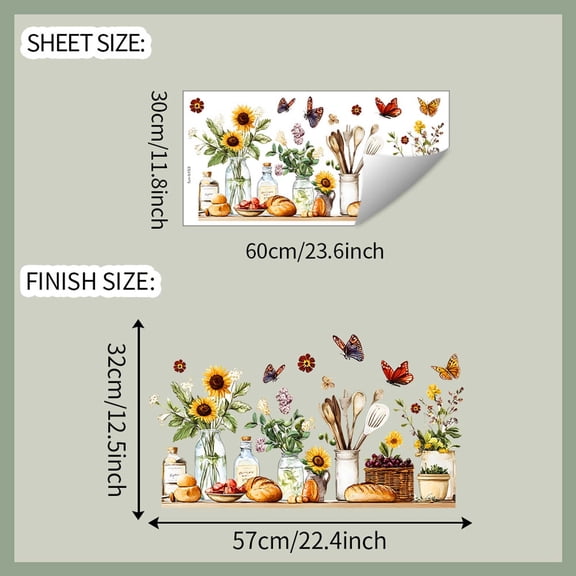 Upgraded Painted Sunflower Spoon Kitchenware Kitchen Dining Room Background Beautification Decorative Wall Stickers