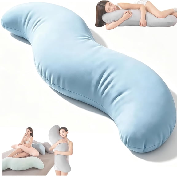 Upgraded Pea Pod Body Pillow for Side Sleeper, Ergonomic Double Curve Design for Hip & Leg Support, Full Body Comfort Pillow for Back & Neck