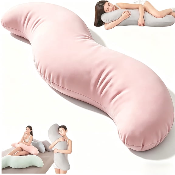 Upgraded Pea Pod Body Pillow for Side Sleeper, Ergonomic Double Curve Design for Hip & Leg Support, Full Body Comfort Pillow for Back & Neck