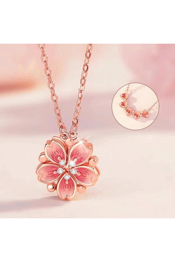Upgraded Peach Blossom Necklace Rotating Peach Blossom Necklace Valentine's Day Decorations
