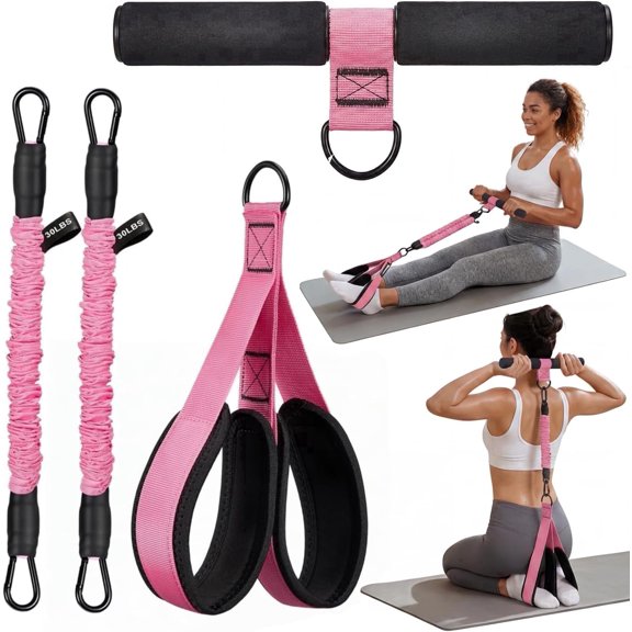 Pedal Resistance Band with Handles, Adjustable 30-60LBS Fitness Equipment for Home Gym, Full Body Workout, Core, Abs, Legs, Arms