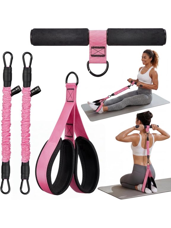 Pedal Resistance Band with Handles, Adjustable 30-60LBS Fitness Equipment for Home Gym, Full Body Workout, Core, Abs, Legs, Arms