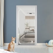 Upgraded Pet Screen Door Fits Doors Up to 33"x80",Heavy Duty Cat Proof Mesh Screen Door with Zipper Closure,Prevent Cats Running Out from Home,Bedroom,Living Room,Kitchen,White