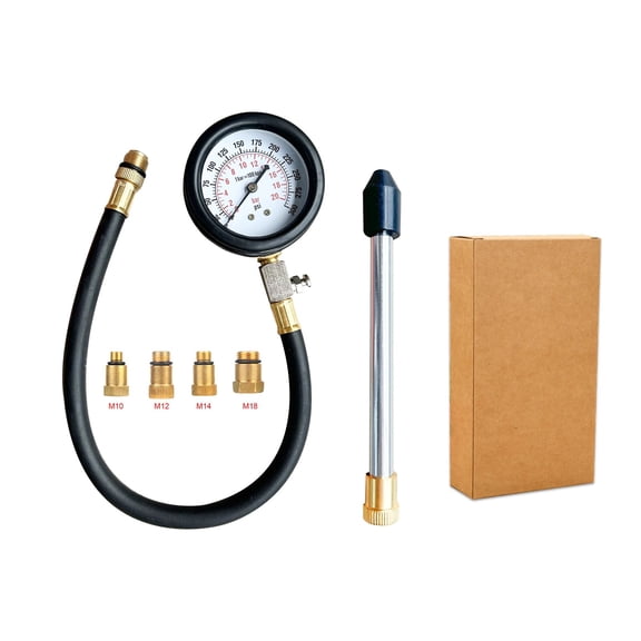 Upgraded Petrol Engine Compression Tester Kit, 0-300 PSI Dual Scale Cylinder Pressure Gauge Tool Set, Gas Engine Diagnostic Tool with Adapters for Cars Motorcycles ATV Gasoline Engines