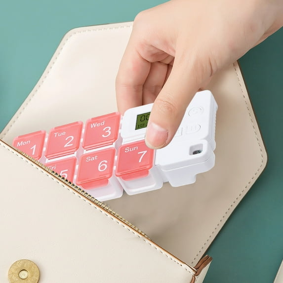 Upgraded Pill Organizer – Smart Pill Dispenser, Red Home Storage and Organization