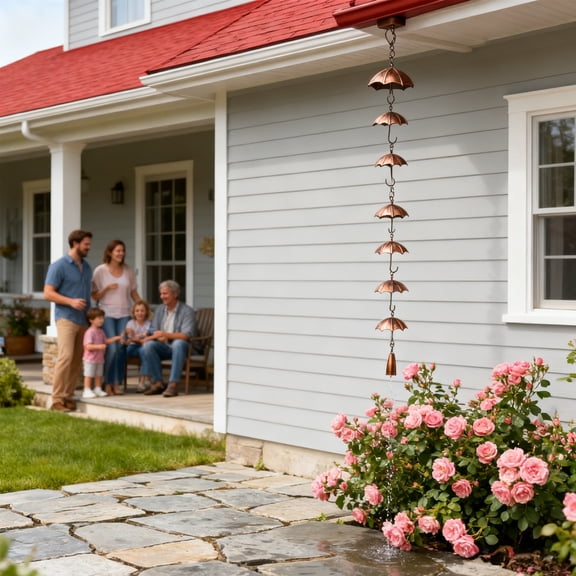 Upgraded Pinecone Umbrella-shaped Rain Chain Outdoor Patio Metal Garden Art Wind Chime Metal Crafts Drainage Chain Suitable For Terrace Rainwater Harvesting Chain Use A