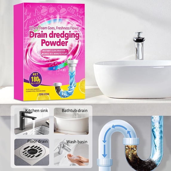 Upgraded Pipe Cleaning Powder Sewer Cleaning Powder Pipe Dredging Powder Floor Oil Blockage Dissolving Deodorizing X