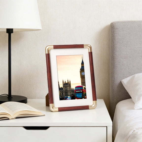 Upgraded Plastic Imitation Copper Corner Solid Wood Texture Photo Frame Table And Picture Frame Decoration X