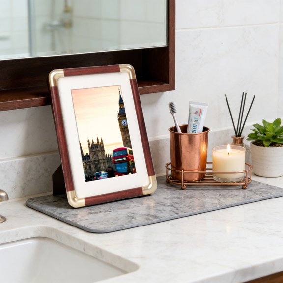 Upgraded Plastic Imitation Copper Corner Solid Wood Texture Photo Frame Table And Picture Frame Decoration Z