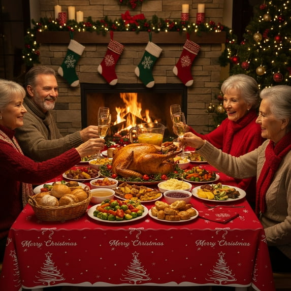 Upgraded Plastic Tablecloth Chrismas Themed Tableware With Chrismas Tree Patterns Suitable For Party Decoration And Catering W