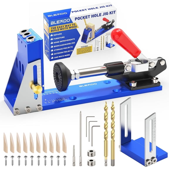 Upgraded Pocket Hole Jig Tool Kit, Pocket Hole Drill Guide Jig Set for 15 Angled Holes, All-Metal Pocket Screw Jig