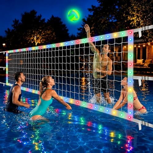 Upgraded Pool Volleyball Net Only,15x3FT Adjustable Replacement Water Volleyball Net with 8 Modes for Inground Pools,Pool Games for Adults and Family Summer Swimming Pool Party Fun