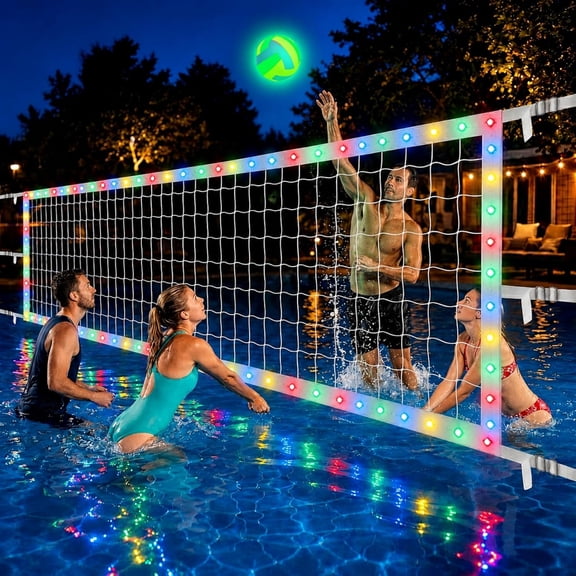 Upgraded Pool Volleyball Net Only,15x3FT Adjustable Replacement Water Volleyball Net with 8 Modes for Inground Pools,Pool Games for Adults and Family Summer Swimming Pool Party Fun