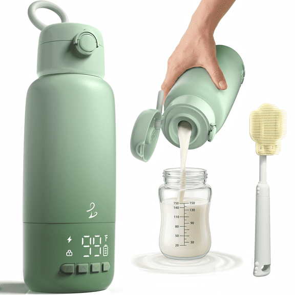 Upgraded Portable Bottle Warmer, 17 oz Large Capacity, 16000mAh Long Battery Life, 2-Min Fast Heating for Travel, Ideal for Heating Milk, Formula and Water On-the-Go