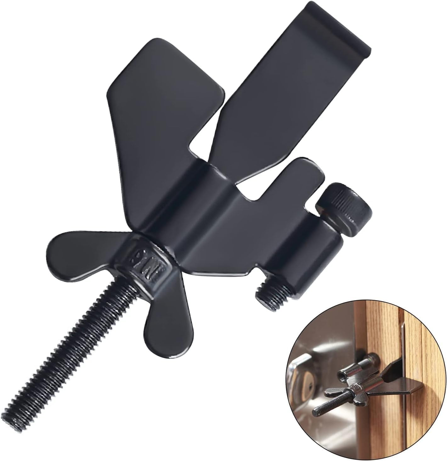 Upgraded Portable Door Lock, 2 Pack Portable Door Lock for Travel, Home, Hotel, Airbnb and Dorm,Additional Security and Safety, Secure Your Room and Home Doors Against High Impact or Pressure Black