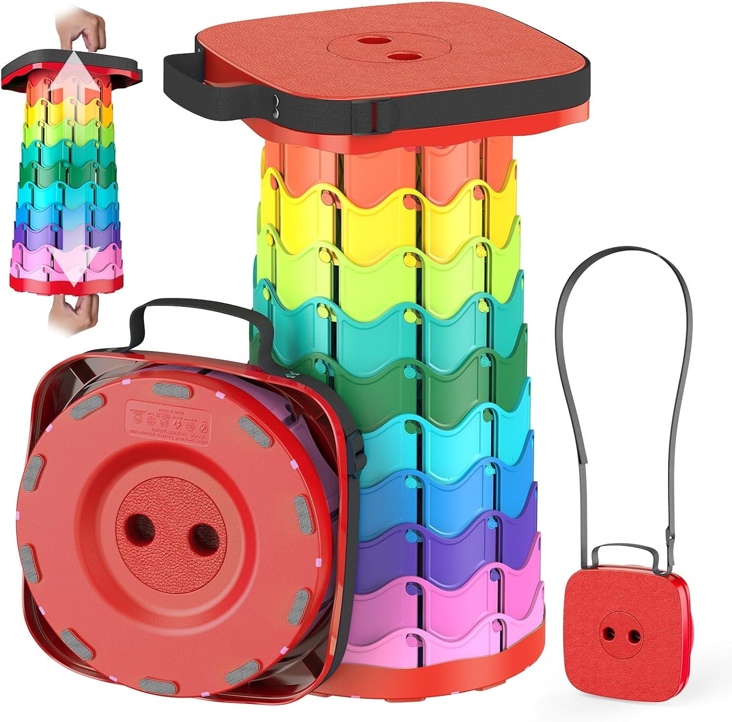 Upgraded Portable Folding Stool, Collapsible Stool, Telescoping Camping ...