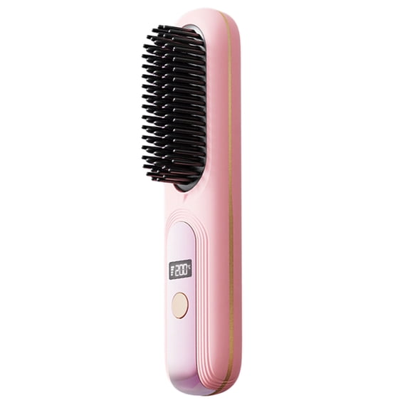 Upgraded Portable Hair Straightener, Digital Display, Rechargeable, Wireless, Fast Heating (2000ma),Pink