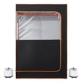 thumbnail image 1 of Upgraded Portable Home Steam Sauna Double Person Full Body Spa Tent with Steam Machine 2 Folding Chairs Remote Control 2 Essential Oil Boxes Heavy Duty Stainless Steel Frame Black, 1 of 7