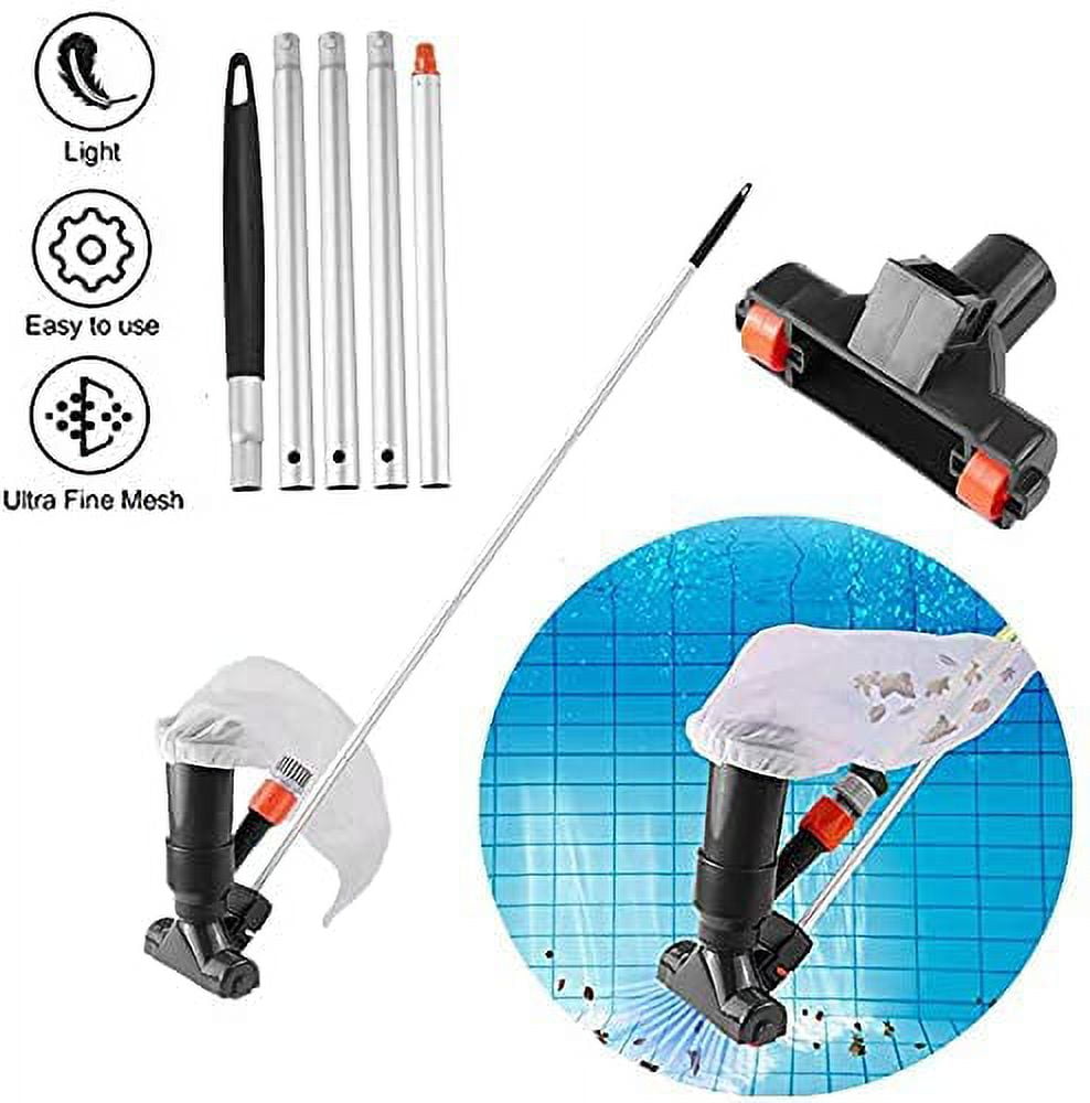 Upgraded Portable Pool Vacuum Jet Underwater Cleaner W/Brush Bag, Pole Handheld Portable Pool