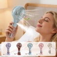 thumbnail image 1 of Upgraded Portable Spray Handheld Fan, USB Rechargeable, 3‑Speed Cooling with Water Mist, Desktop Base, for Commute Office Camping, 5.71"x2.79"x2.52" Pink, 1 of 7