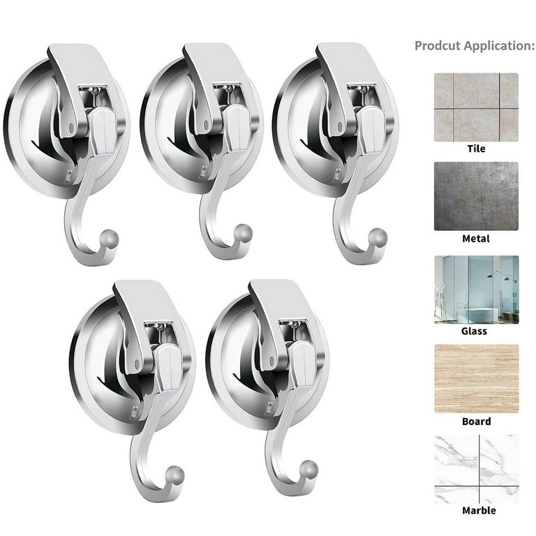 4 SUCTION HOOK STRONG HOLD SURFACE KITCHEN BATHROOM SHOWER TILE SUCKER CUP  LEVER