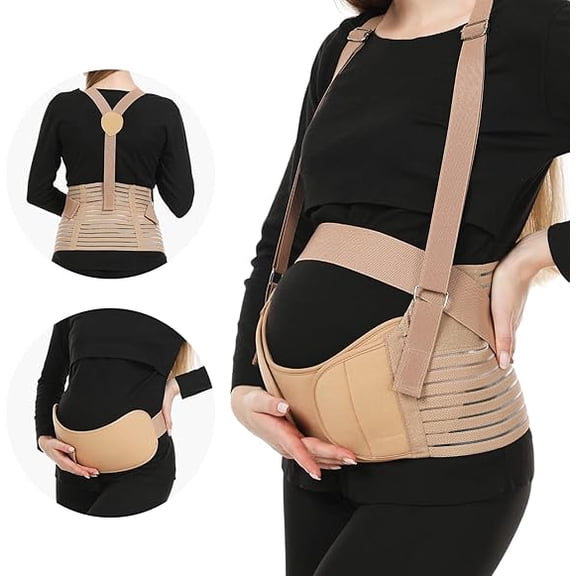Upgraded Pregnancy Belly Band with Adjustable Back Brace Straps, Maternity Belly Bands for Pregnant Women Breathable, Pregnancy Belt for Back, Waist, Pelvic Support (XL)