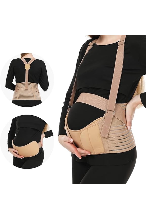 Upgraded Pregnancy Belly Band with Adjustable Back Brace Straps, Maternity Belly Bands for Pregnant Women Breathable, Pregnancy Belt for Back, Waist, Pelvic Support (XL)