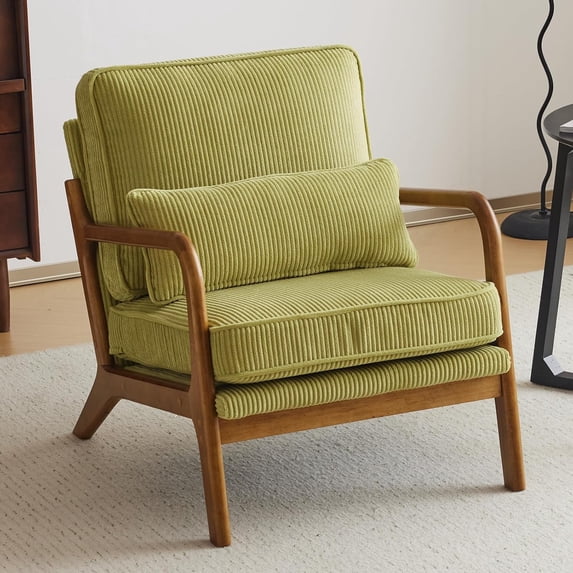 Upgraded Premium Corduroy Accent Chair,Upholstered Arm Chair,Solid Wood ...