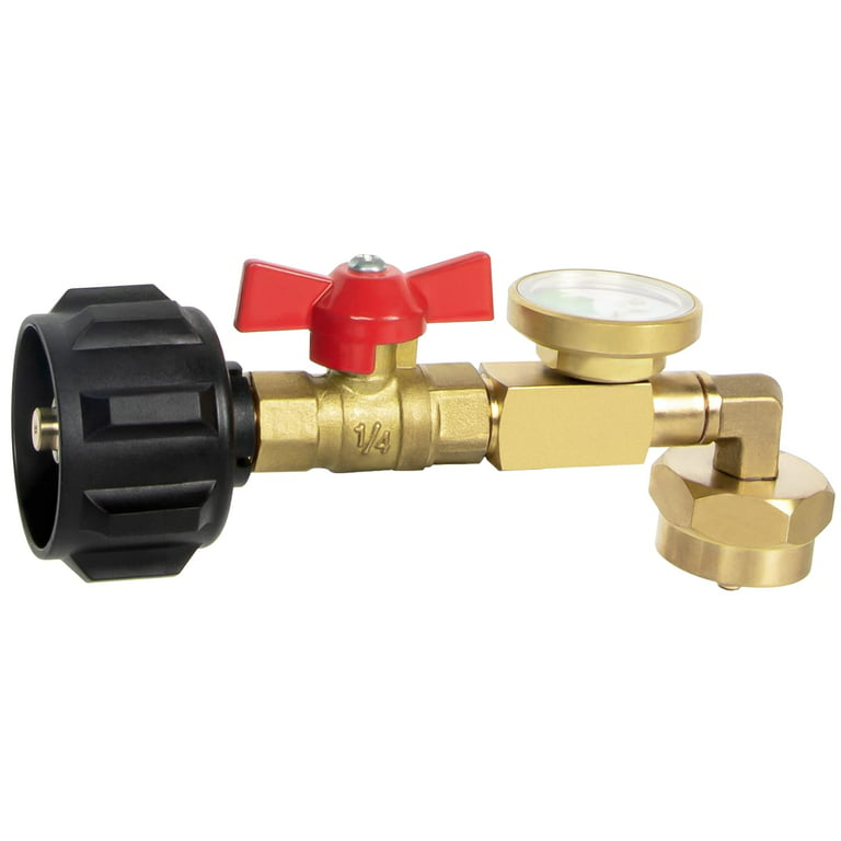 Upgraded Propane Refill Adapter with Valve and Gauge, Fill 1 lb