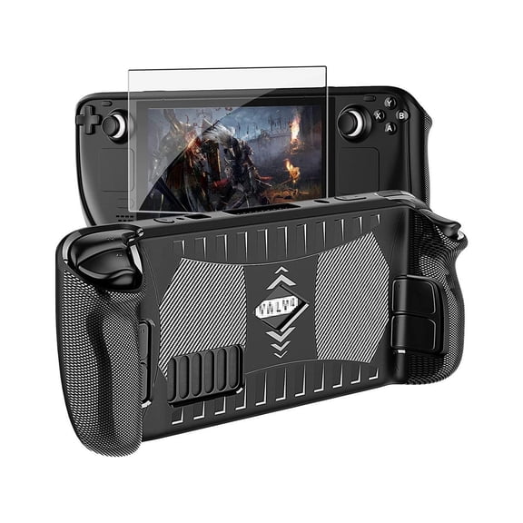 Upgraded Protective Case for Steam Deck with Screen Protector, Soft TPU Protector Cover Accessories Kit with Anti-Collision and Easy Installation Design