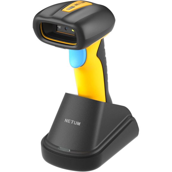 Upgraded QR Industrial Bluetooth Barcode Scanner with Charging Dock, Wireless 2D 1D Bar Code Reader 2600mAh Drop Protection Shock Dust Proof Hands Free for Windows Mac Android iOS (RD-1200)