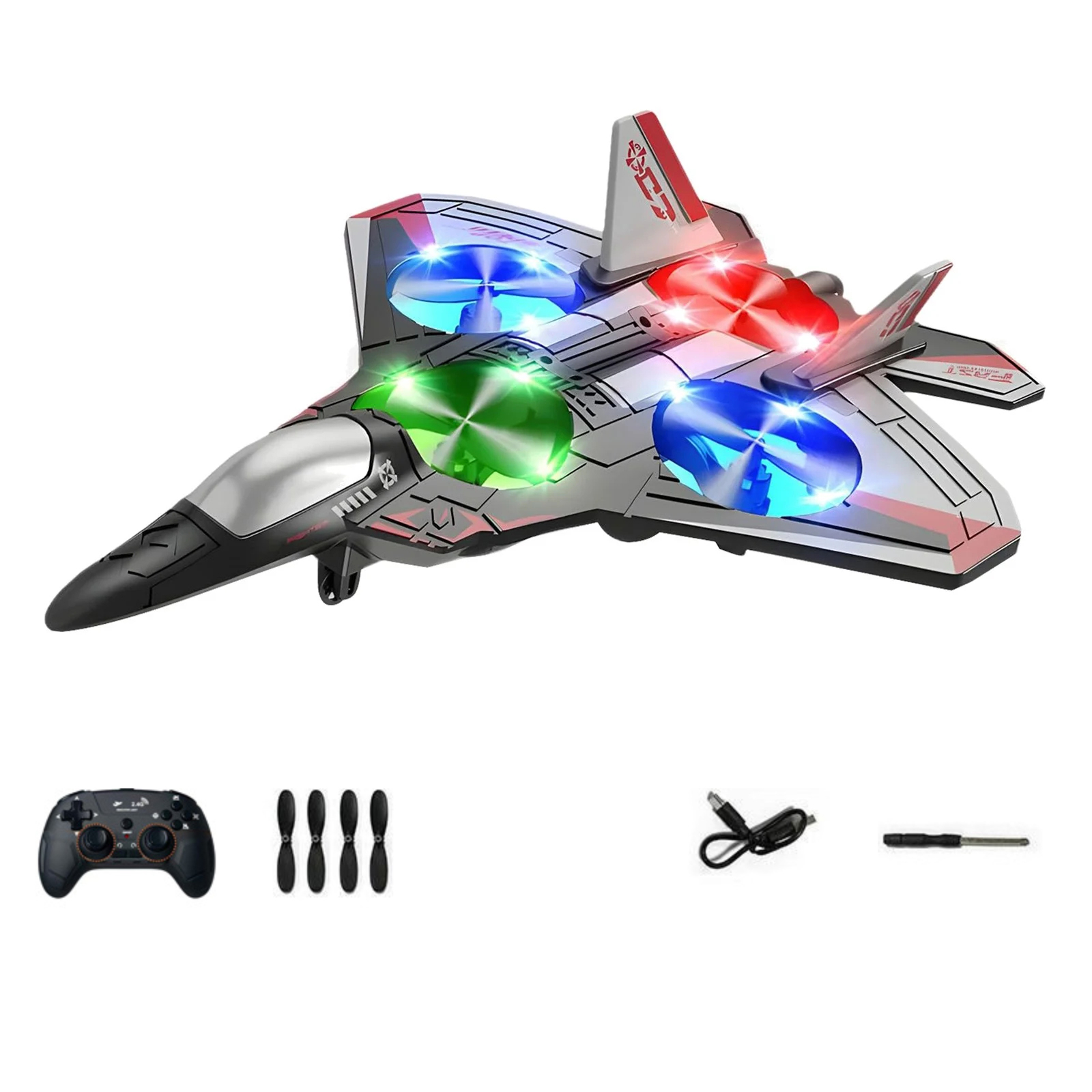 Upgraded RC Jet-RC Stunt Fighter Jet Toy with 360° Flips & LED Lights ...