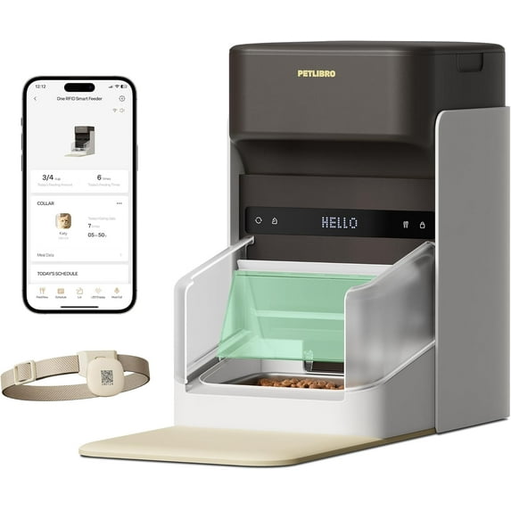 Upgraded RFID Automatic Cat Feeder, 5G Wi-Fi Automatic Pet Feeder, 3L Auto Cat Feeder App Control with Light Collar Tag, Tag Activated One Automatic Cat Food Dispenser 1-10 Meals Control