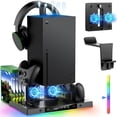 thumbnail image 1 of Upgraded RGB Cooling Fan Charging Station for Xbox Series X Console & Controller, Wireless Dual Charger Dock & Cooler System Stand with 15 Colorful Light Modes for Xbox Series X & Accessories Storage, 1 of 7