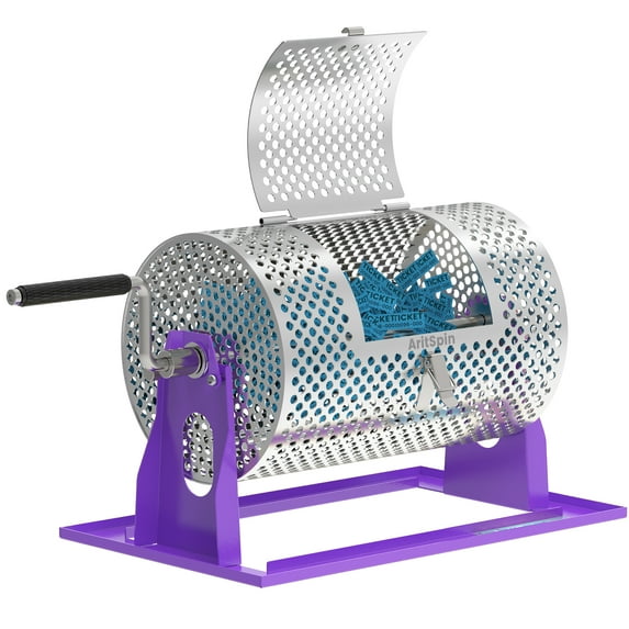 Upgraded Raffle Drum - Ball Bearing System for Smooth Ticket Spinning, Purple