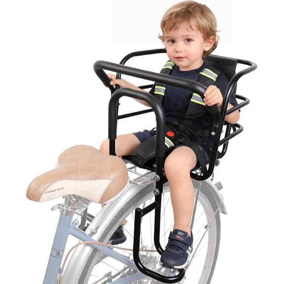 Rear Child Bike Seat,Back Mount Kid's Bike Seat with Foot Pedals Back Rest Handrail, for Children Aged 18 Month to 8 Years Old,Easy Installation