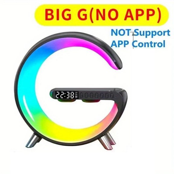 Upgraded Rechargeable RGB Night Light and Wireless Speaker with 15W Rapid Charger for Cell Phones and Earbuds - Alarm Clock, Tactile Buttons, 256 Color Modes, Bedside Lamp (without App Version)
