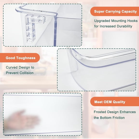 Upgraded Refrigerator Door Basket, Clear Plastic Storage Bin for Fridge, Durable Door Organizer for Bottles, Condiments, and Kitchen Essentials