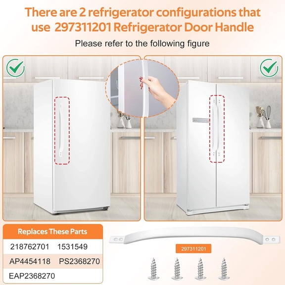 Upgraded Refrigerator Handle Replacement - White Freezer Refrigerator Door Handle