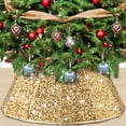 thumbnail image 1 of Upgraded Reinforced Christmas Tree Collar, 12-Sided Dazzling Foldable Gold Sequin Xmas Tree Skirt Stand Base Cover, Handmade Fabric Christmas Tree Ring for Artificial Trees,Gold, 1 of 5