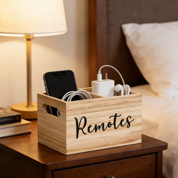 Upgraded Remote Control Owner 2 Compartments Remote Organizer Pencils Owner Wood Farm Building Storage Box Desktop Organizer Z