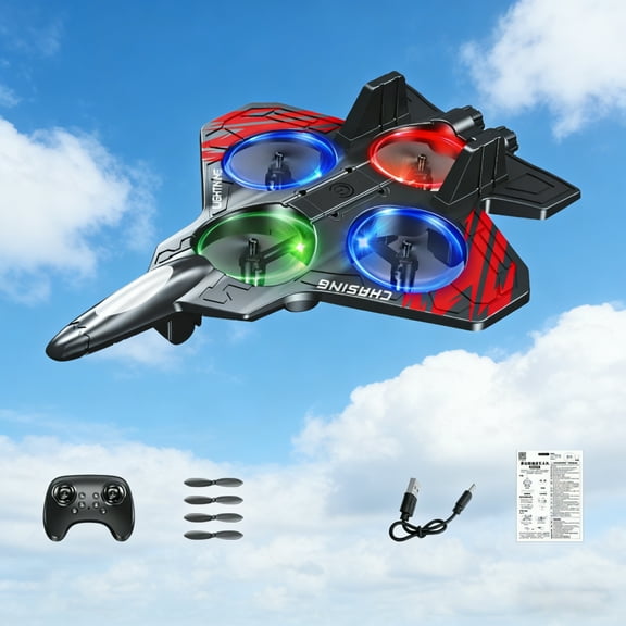 Upgraded Remote Control Plane, Skyriders Jet-RC Stunt Fighter Jet Toy for Adult with 360° Flips & LED Lights, Remote Control Airplanes Foam Planes Drone with Battery & Fan Blade