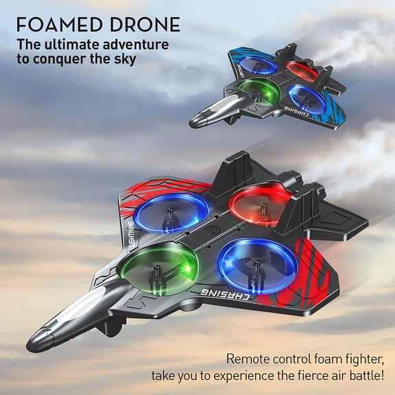 Upgraded Remote Control Plane, Skyriders Jet-RC Stunt Fighter Jet Toy for Adult with 360° Flips & LED Lights, Remote Control Airplanes Foam Planes Drone with Battery & Fan Blade
