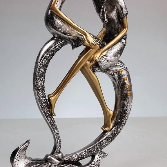 Upgraded Resin Couple Kissing Sculpture Stylized Romantic Figurine With Gold Accents Home Decor For Anniversary Gifts F