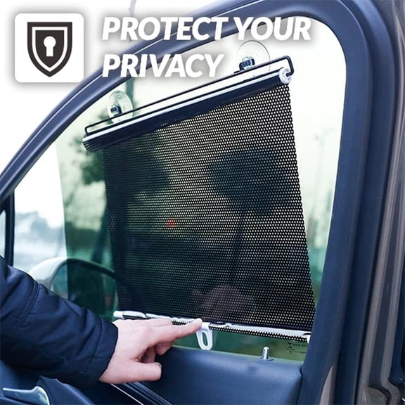 Upgraded Retractable Car Window Shade – 97% UV-Blocking Baby-Safe Mesh, ASTM-Certified PVC with 20lb Suction Cups Black