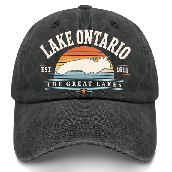 Upgraded! Retro Lake Ontario Baseball Cap - Vintage Graphic Trucker Hat with Classic Fit Design
