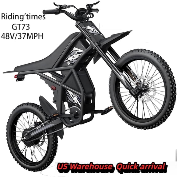 Riding'times-GT73 Electric Dirt Bike for Adults 2400W 48V Motor 36.4 Dual Battery Max 37 mph 85 mile Hydraulic Brakes Full Suspension UL2849