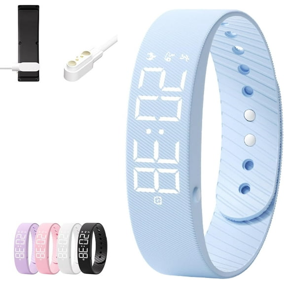 Upgraded Rise Alarm Band, Waterproof Original Rise Alarm Band for Deep Sleeper, Magnetic Charging Smart Wake-Up Wristband with Silent Vibration, Step Counter&Timer, Adjustable Comfortable Fit (Blue)