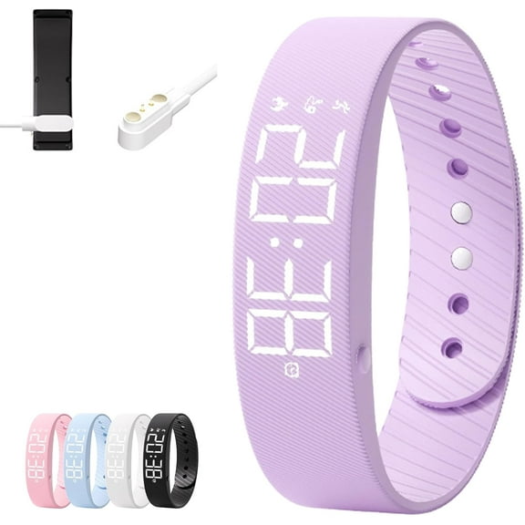 Upgraded Rise Alarm Band, Waterproof Original Rise Alarm Band for Deep Sleeper,Magnetic Charging Smart Wake-Up Wristband with Silent Vibration,Step Counter&Timer,Adjustable Comfortable Fit (Purple)